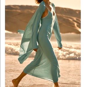 Zara Green/Sage Long Knit Dress and Knit Duster Set